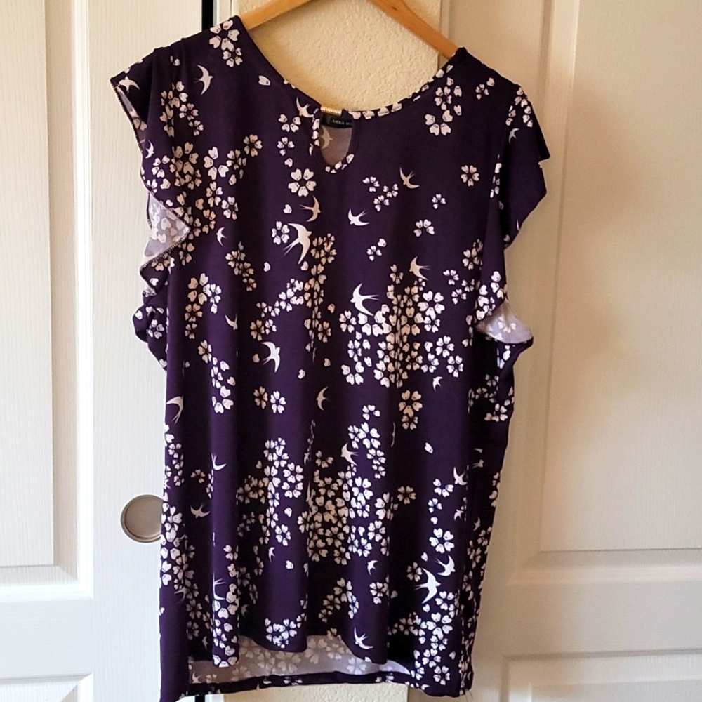 Purple floral blouse 3x